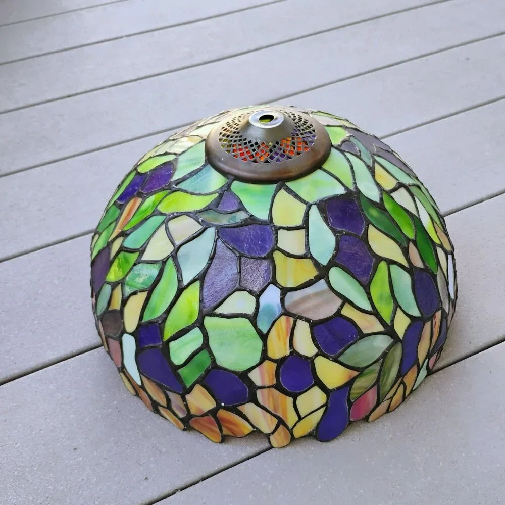 Vintage Dale Tiffany Stained Glass Lamp Shade, Signed 12